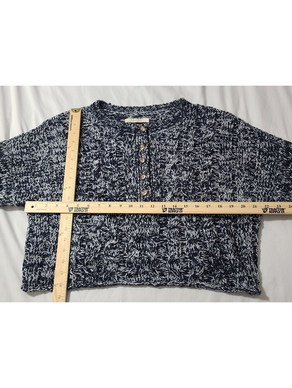 Vtg Ralsey Cropped Marled Chunky Knit Sweater Womens Size Large Button Cardigan - Picture 2 of 8